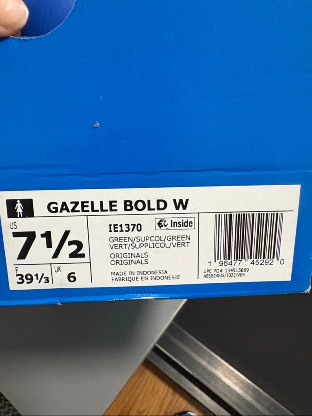 adidas Green Suede Gazelle Bold Platform Sneakers with Blue Stripes NWT - Picture 3 of 10